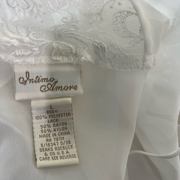 INTIMO AMORE WHITE LACE SHEER CHEMISE LINGERIE TOP SIZE LARGE - Picture 4 of 13